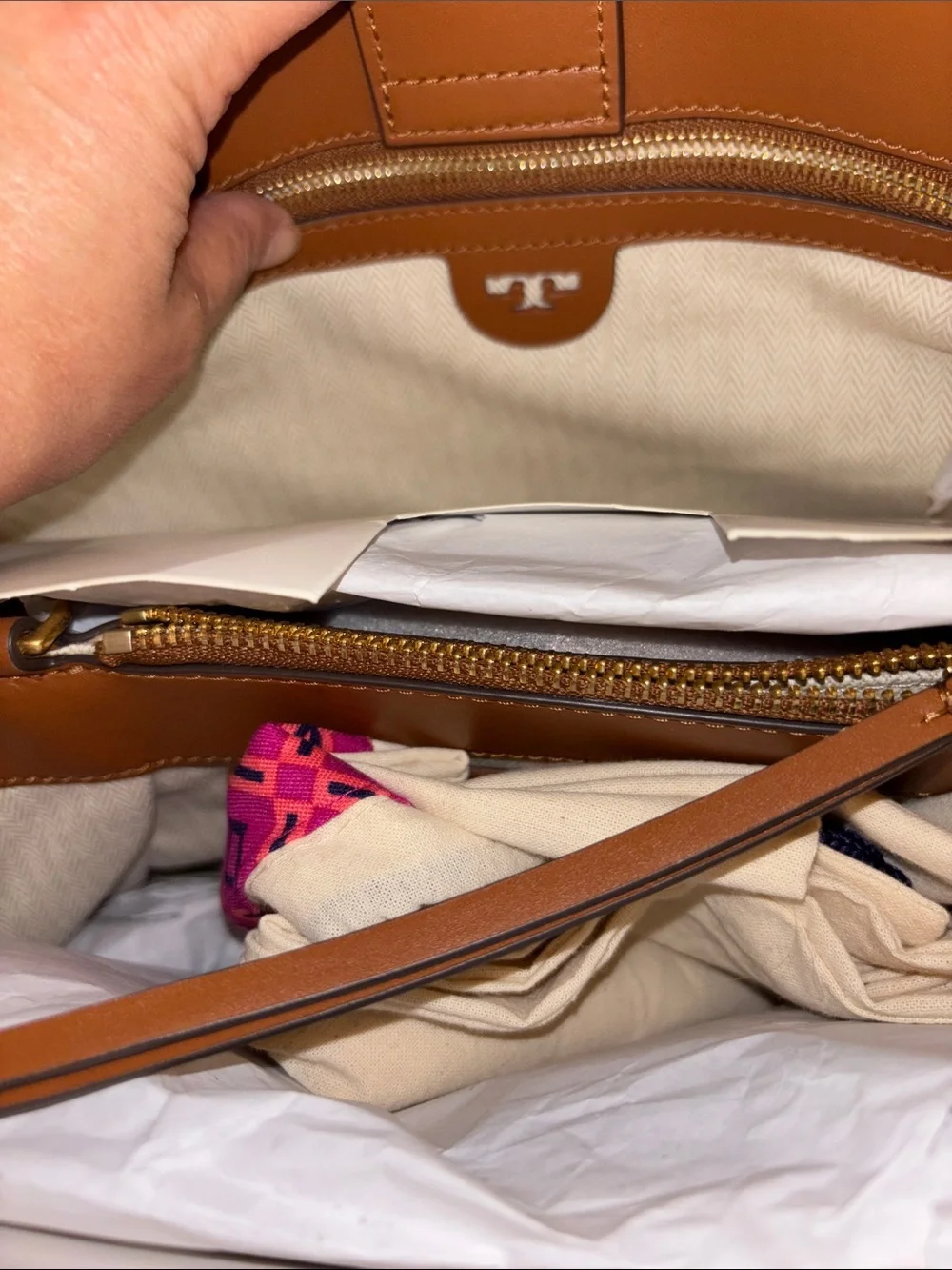 Tory Burch Tan and Cream Woven Tote